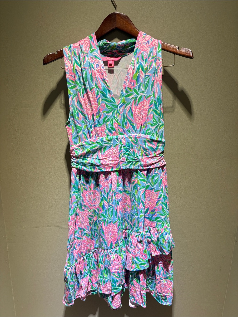 Lilly Pulitzer Blue Floral Print Dress with Pink & Green Accents